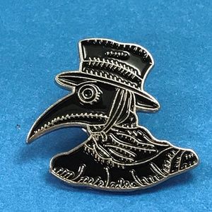 Bubonic Plague Doctor Black Silver Tone Enamel Pin